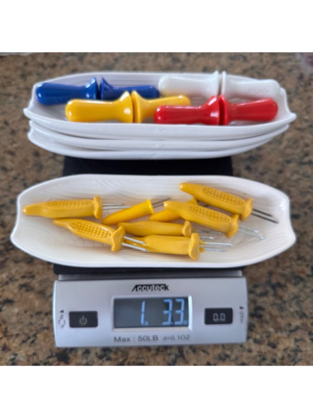 Hoan Melamine Resin Corn on the Cob Serving Dishes ZYLISS Swiss Holders Vtg 80s - Picture 14 of 14